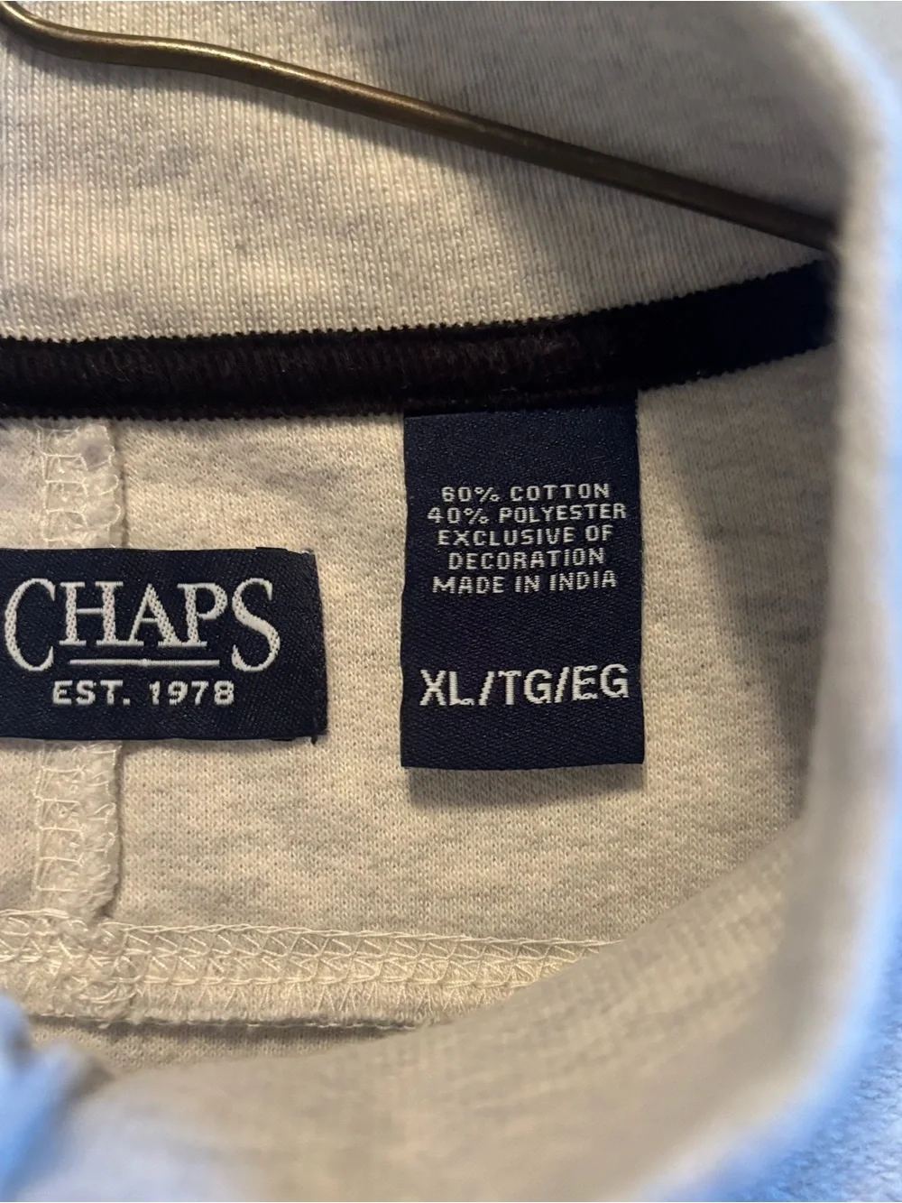 VTG 90s Chaps Cream and Navy Striped Mock Neck Sweater